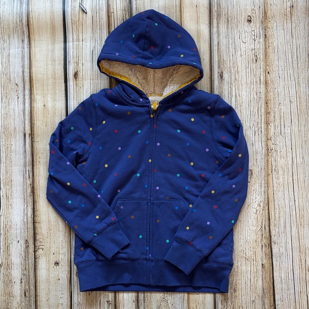 Mini Boden Blue Hoodie with Colorful Dots